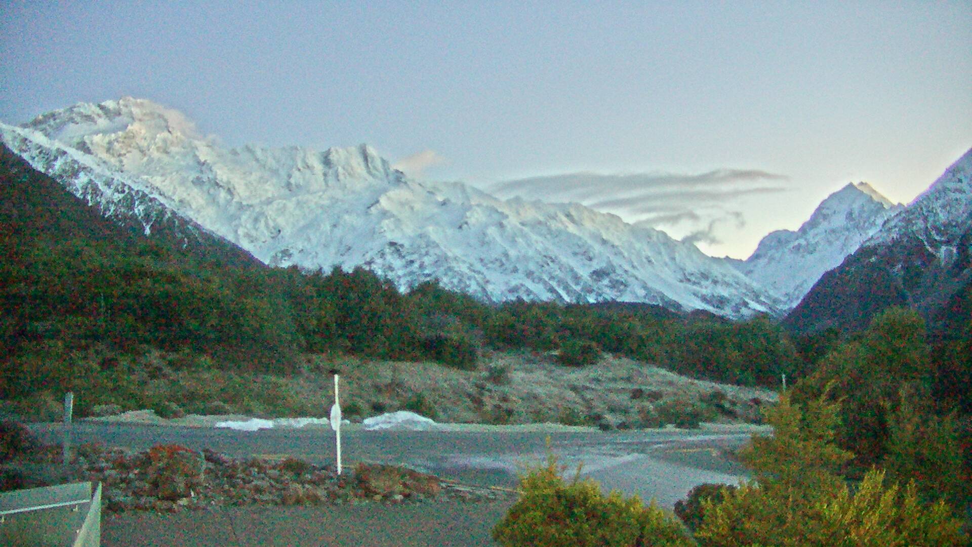 View towards the Hooker Valley Webcam