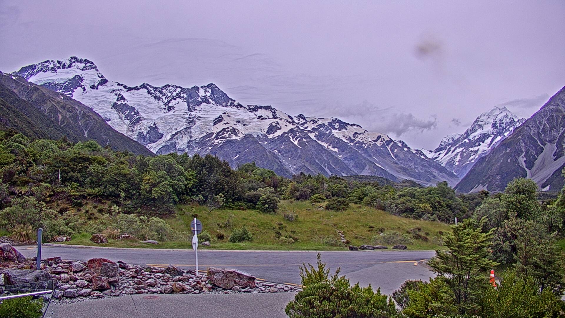 View towards the Hooker Valley Webcam