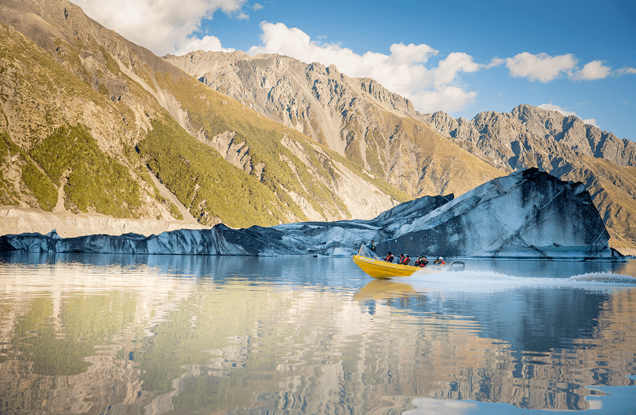 Glacier Explorers cruising on the Tasman Lake
